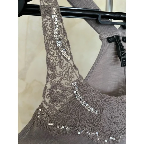 GUESS Sequin Ruffle Racerback Tank - S - Picture 4 of 9